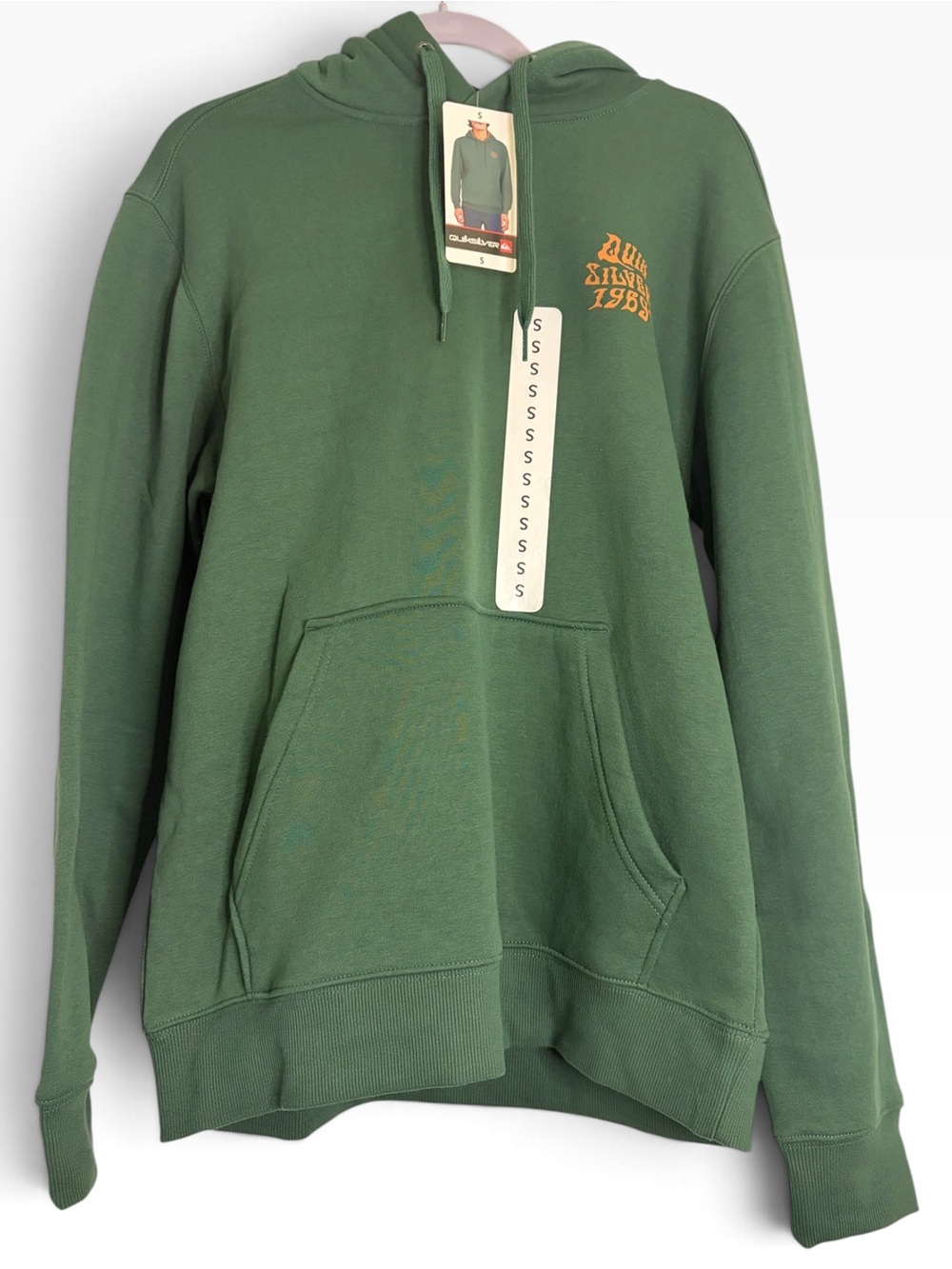 Quiksilver Olive Green Crewneck Hoodie with Gold Chest Print